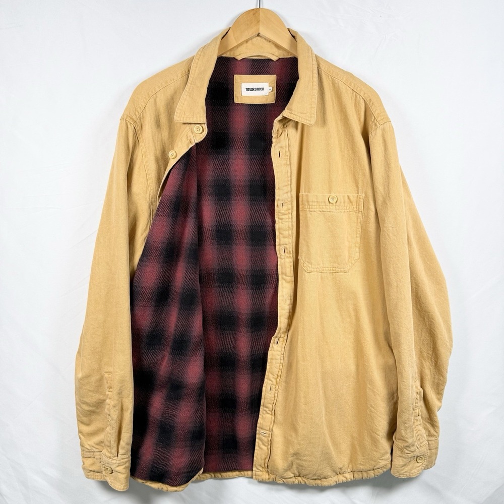 Taylor Stitch Flannel Lined Utility Shirt 44 Yellow Plaid Workwear Heavy Chore